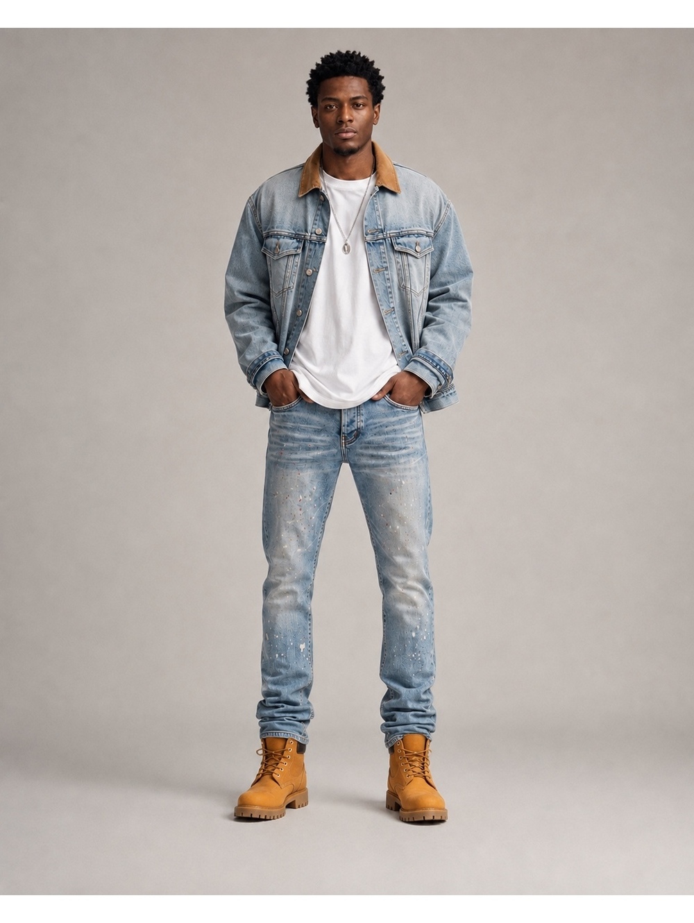 Purple Brand P001 Light Indigo Paint Splatter Skinny Jeans Men’s 32 $225